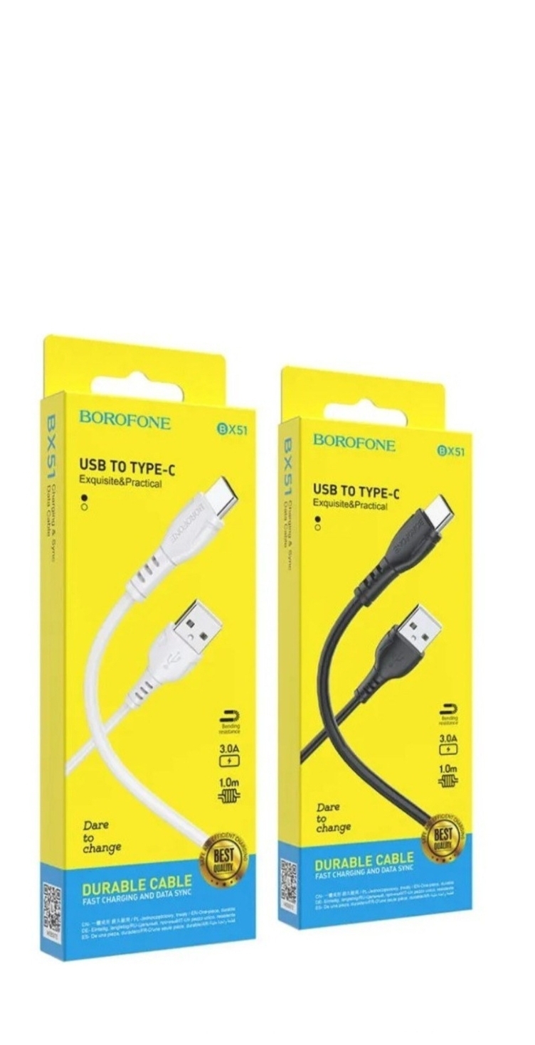 کابل شارژ تایپ سی 1 متری برفون مدل BX 51 (شارژر سامسونگ.شارژر فست . شارژر موبایل .شارژر شیامی کابل)